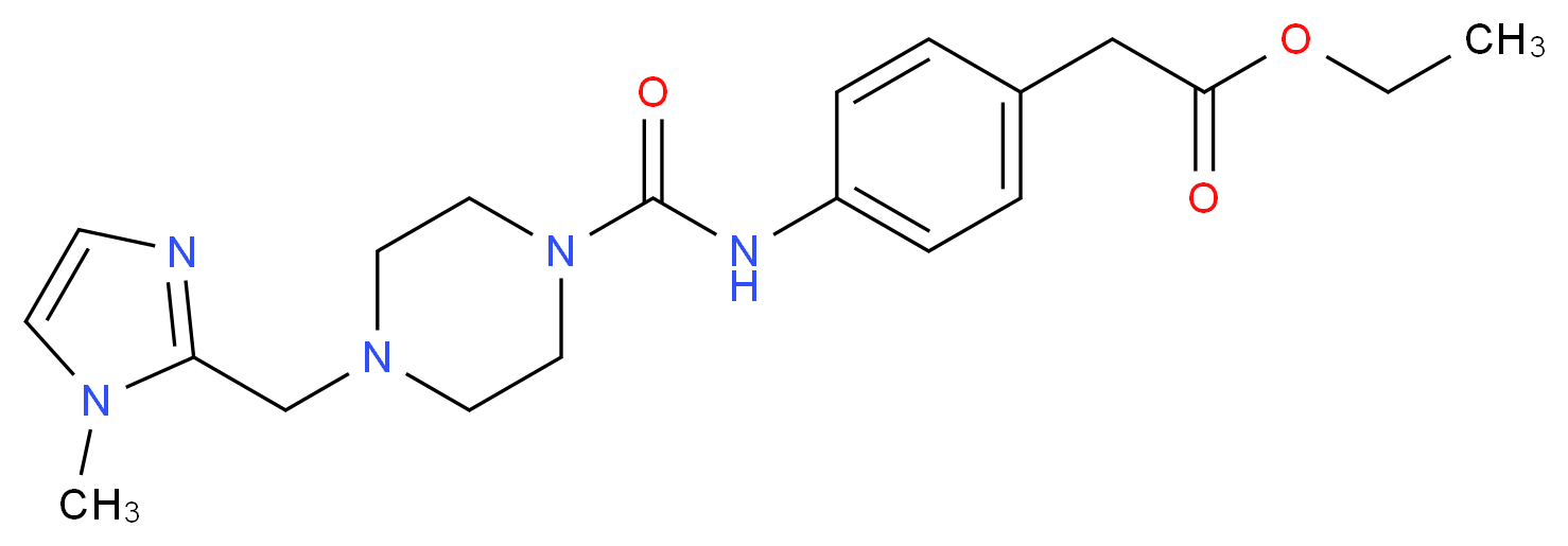 ethyl {4-[({4-[(1-methyl-1H-imidazol-2-yl)methyl]piperazin-1-yl}carbonyl)amino]phenyl}acetate_Molecular_structure_CAS_)