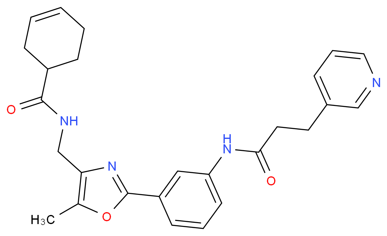 N-{[5-methyl-2-(3-{[3-(3-pyridinyl)propanoyl]amino}phenyl)-1,3-oxazol-4-yl]methyl}-3-cyclohexene-1-carboxamide_Molecular_structure_CAS_)