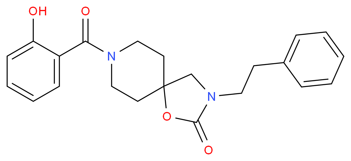 8-(2-hydroxybenzoyl)-3-(2-phenylethyl)-1-oxa-3,8-diazaspiro[4.5]decan-2-one_Molecular_structure_CAS_)