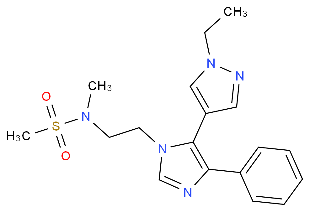 N-{2-[5-(1-ethyl-1H-pyrazol-4-yl)-4-phenyl-1H-imidazol-1-yl]ethyl}-N-methylmethanesulfonamide_Molecular_structure_CAS_)