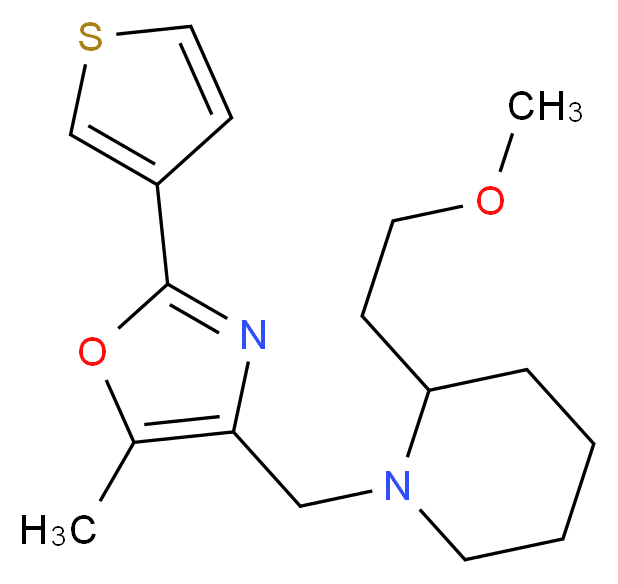 2-(2-methoxyethyl)-1-{[5-methyl-2-(3-thienyl)-1,3-oxazol-4-yl]methyl}piperidine_Molecular_structure_CAS_)