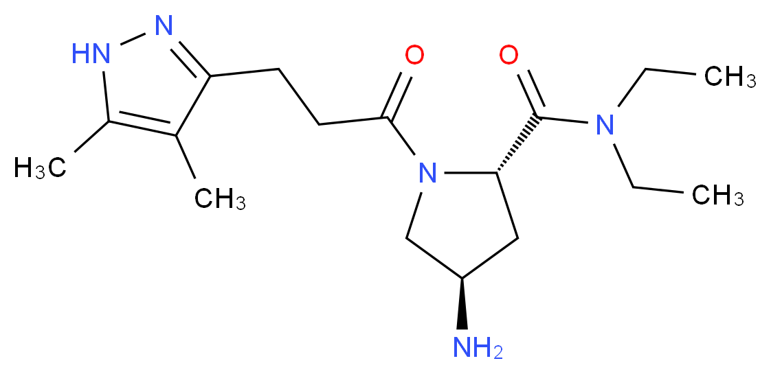 (4R)-4-amino-1-[3-(4,5-dimethyl-1H-pyrazol-3-yl)propanoyl]-N,N-diethyl-L-prolinamide_Molecular_structure_CAS_)
