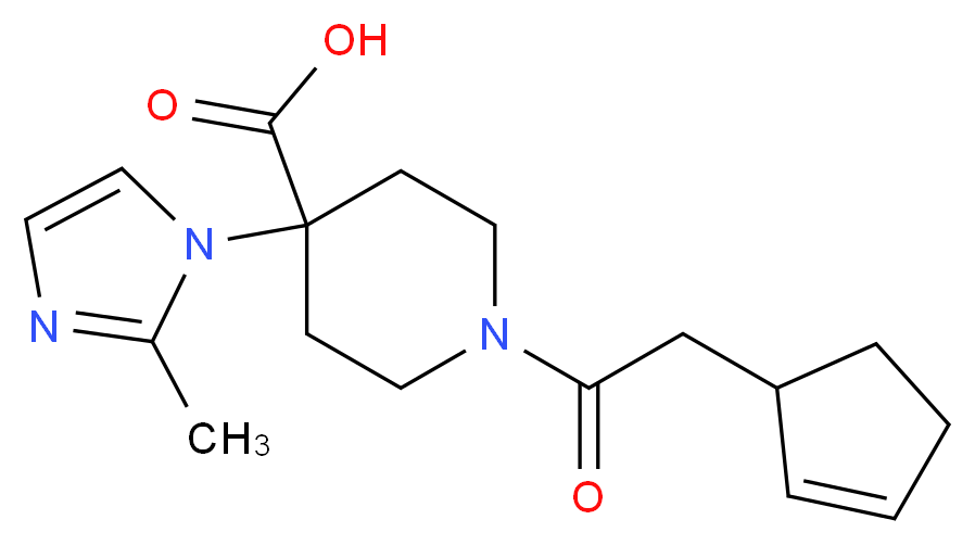 1-(cyclopent-2-en-1-ylacetyl)-4-(2-methyl-1H-imidazol-1-yl)piperidine-4-carboxylic acid_Molecular_structure_CAS_)