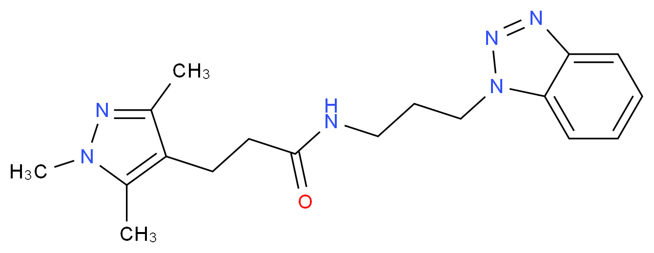 N-[3-(1H-1,2,3-benzotriazol-1-yl)propyl]-3-(1,3,5-trimethyl-1H-pyrazol-4-yl)propanamide_Molecular_structure_CAS_)