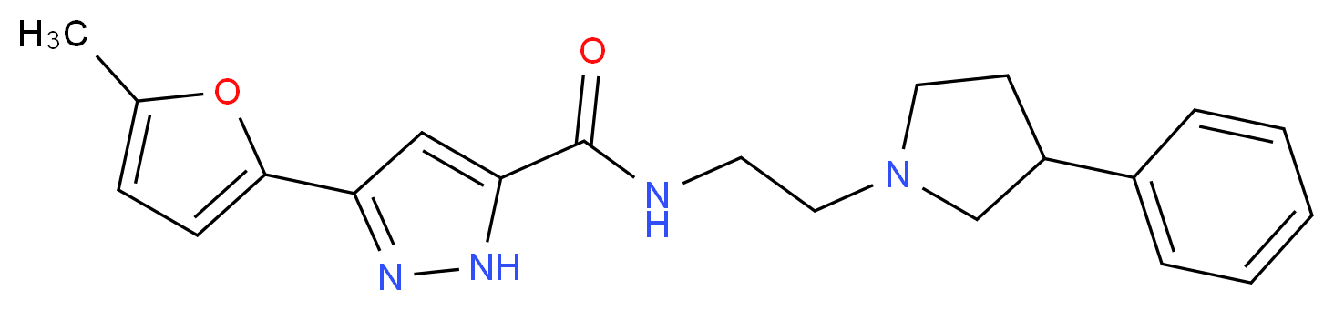 3-(5-methyl-2-furyl)-N-[2-(3-phenylpyrrolidin-1-yl)ethyl]-1H-pyrazole-5-carboxamide_Molecular_structure_CAS_)