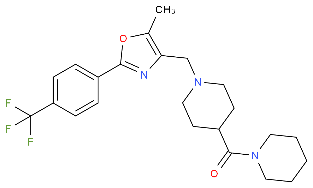1-({5-methyl-2-[4-(trifluoromethyl)phenyl]-1,3-oxazol-4-yl}methyl)-4-(1-piperidinylcarbonyl)piperidine_Molecular_structure_CAS_)