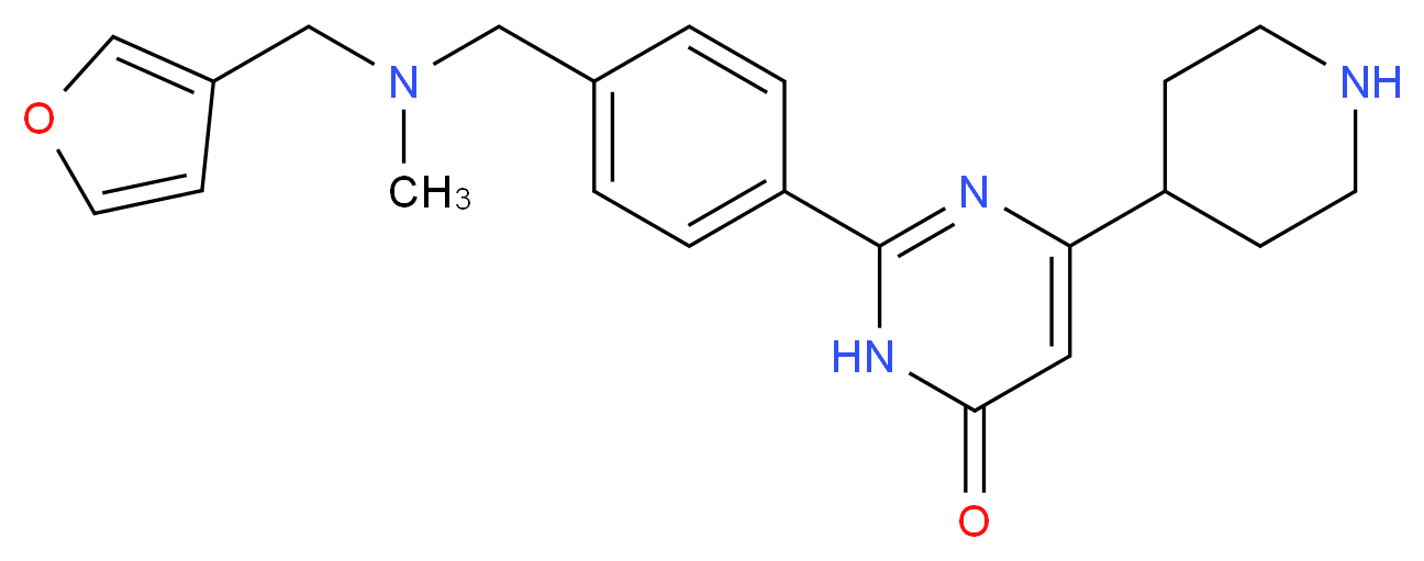 2-(4-{[(3-furylmethyl)(methyl)amino]methyl}phenyl)-6-piperidin-4-ylpyrimidin-4(3H)-one_Molecular_structure_CAS_)