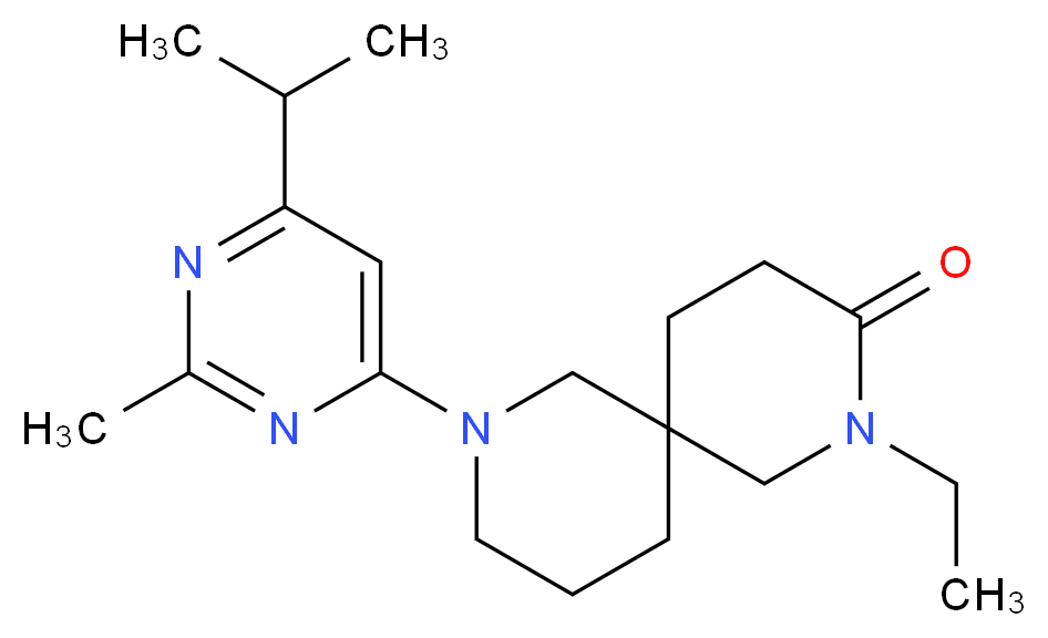 2-ethyl-8-(6-isopropyl-2-methyl-4-pyrimidinyl)-2,8-diazaspiro[5.5]undecan-3-one_Molecular_structure_CAS_)