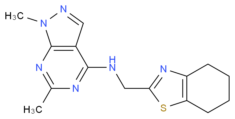 1,6-dimethyl-N-(4,5,6,7-tetrahydro-1,3-benzothiazol-2-ylmethyl)-1H-pyrazolo[3,4-d]pyrimidin-4-amine_Molecular_structure_CAS_)
