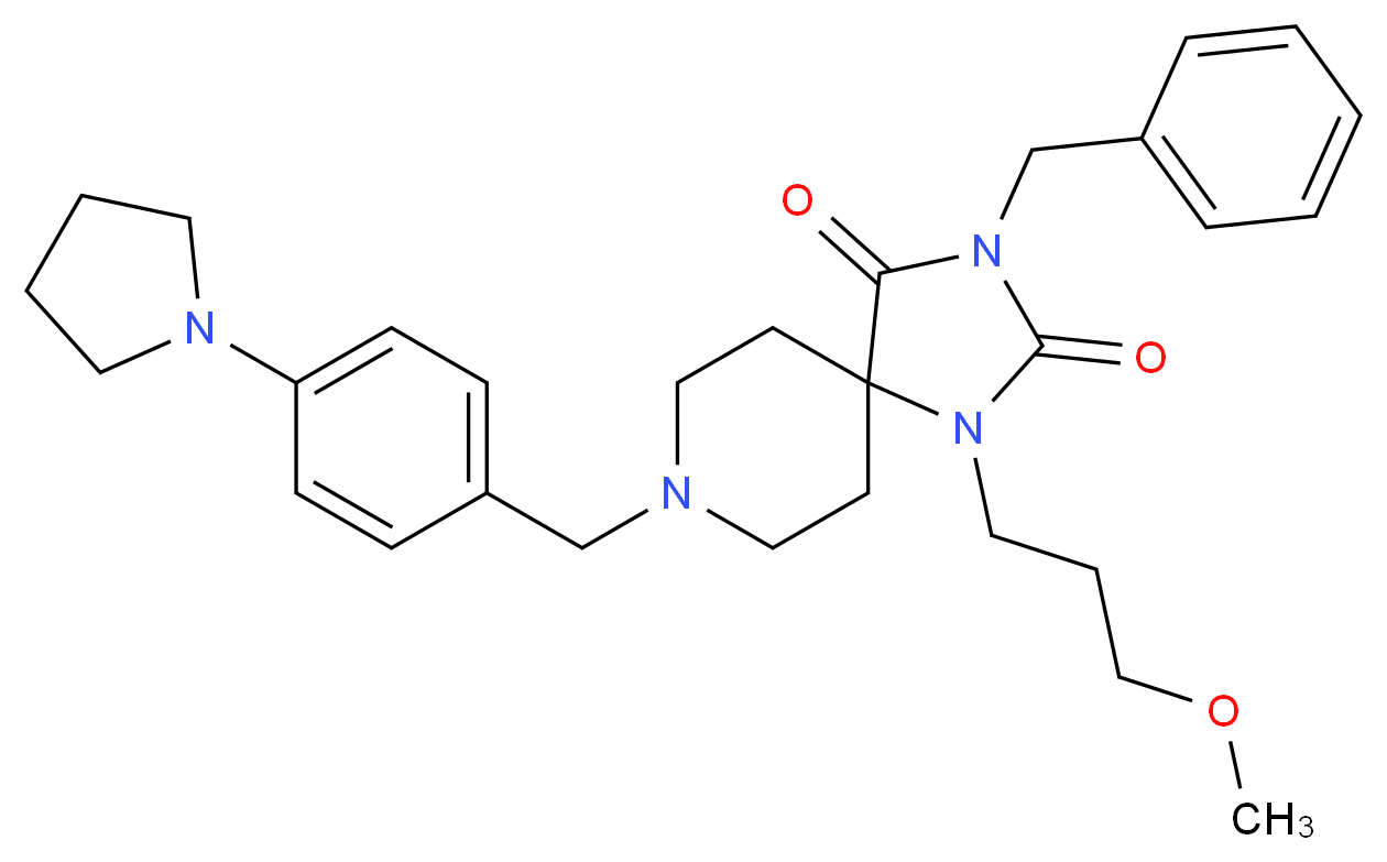 3-benzyl-1-(3-methoxypropyl)-8-[4-(1-pyrrolidinyl)benzyl]-1,3,8-triazaspiro[4.5]decane-2,4-dione_Molecular_structure_CAS_)
