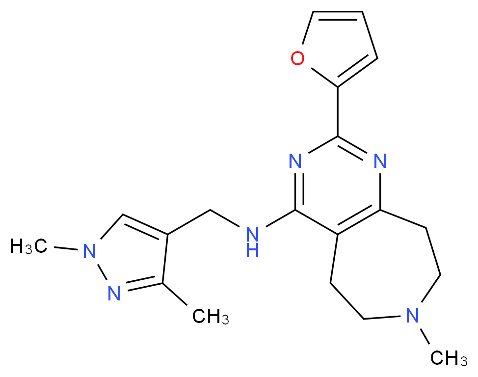 N-[(1,3-dimethyl-1H-pyrazol-4-yl)methyl]-2-(2-furyl)-7-methyl-6,7,8,9-tetrahydro-5H-pyrimido[4,5-d]azepin-4-amine_Molecular_structure_CAS_)
