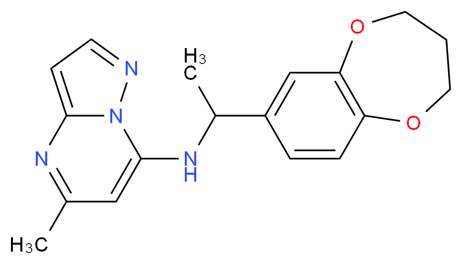 N-[1-(3,4-dihydro-2H-1,5-benzodioxepin-7-yl)ethyl]-5-methylpyrazolo[1,5-a]pyrimidin-7-amine_Molecular_structure_CAS_)