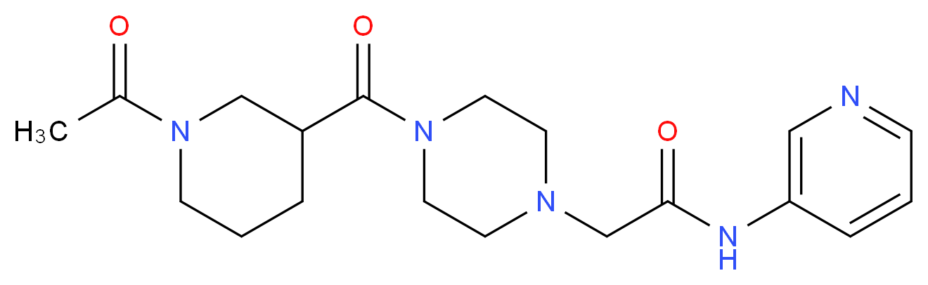 2-{4-[(1-acetyl-3-piperidinyl)carbonyl]-1-piperazinyl}-N-3-pyridinylacetamide_Molecular_structure_CAS_)