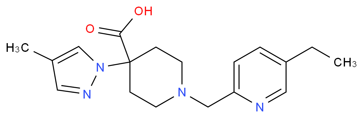 1-[(5-ethylpyridin-2-yl)methyl]-4-(4-methyl-1H-pyrazol-1-yl)piperidine-4-carboxylic acid_Molecular_structure_CAS_)