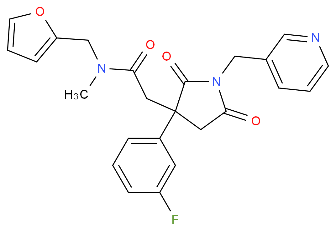 2-[3-(3-fluorophenyl)-2,5-dioxo-1-(3-pyridinylmethyl)-3-pyrrolidinyl]-N-(2-furylmethyl)-N-methylacetamide_Molecular_structure_CAS_)