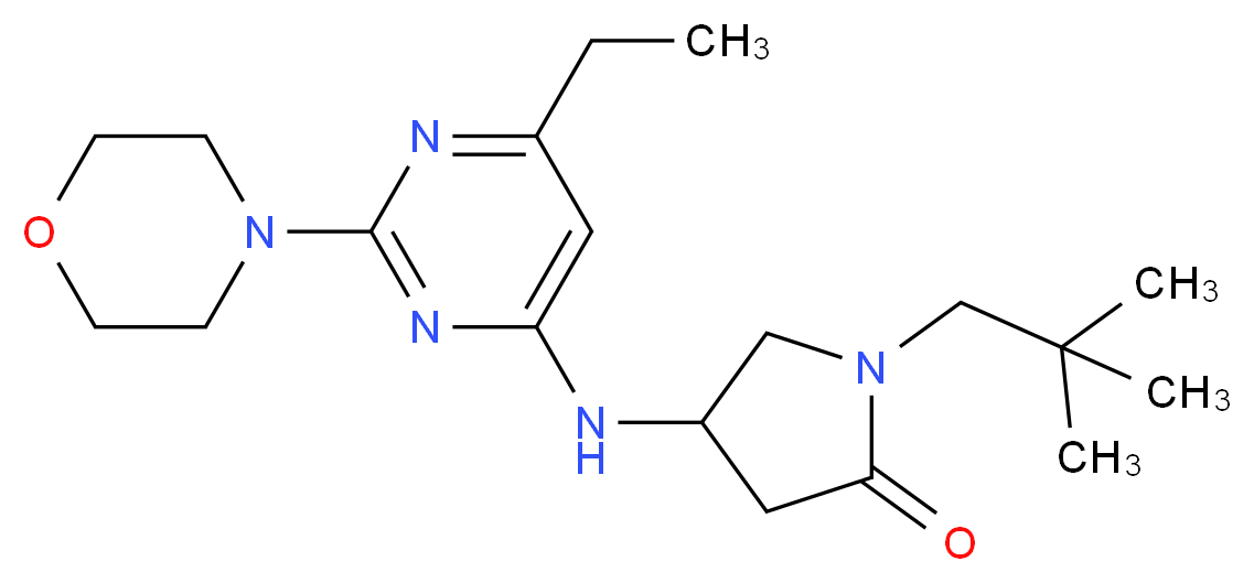 1-(2,2-dimethylpropyl)-4-[(6-ethyl-2-morpholin-4-ylpyrimidin-4-yl)amino]pyrrolidin-2-one_Molecular_structure_CAS_)