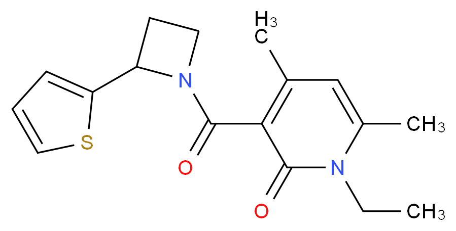 1-ethyl-4,6-dimethyl-3-{[2-(2-thienyl)azetidin-1-yl]carbonyl}pyridin-2(1H)-one_Molecular_structure_CAS_)