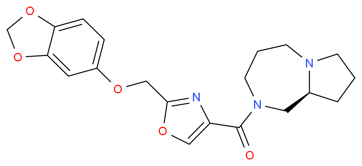 (9aS)-2-({2-[(1,3-benzodioxol-5-yloxy)methyl]-1,3-oxazol-4-yl}carbonyl)octahydro-1H-pyrrolo[1,2-a][1,4]diazepine_Molecular_structure_CAS_)