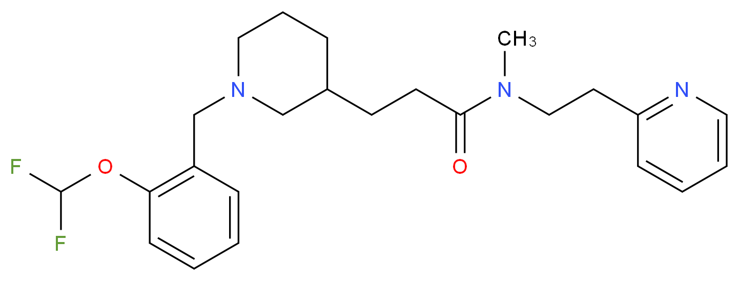 3-{1-[2-(difluoromethoxy)benzyl]-3-piperidinyl}-N-methyl-N-[2-(2-pyridinyl)ethyl]propanamide_Molecular_structure_CAS_)