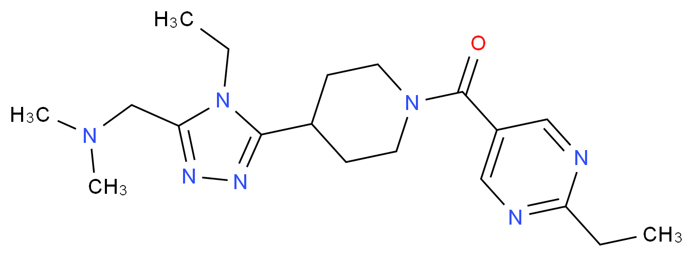 1-(4-ethyl-5-{1-[(2-ethylpyrimidin-5-yl)carbonyl]piperidin-4-yl}-4H-1,2,4-triazol-3-yl)-N,N-dimethylmethanamine_Molecular_structure_CAS_)
