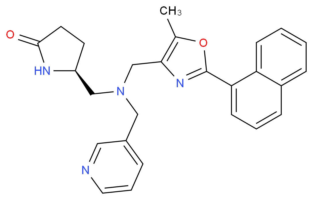(5S)-5-{[{[5-methyl-2-(1-naphthyl)-1,3-oxazol-4-yl]methyl}(3-pyridinylmethyl)amino]methyl}-2-pyrrolidinone_Molecular_structure_CAS_)