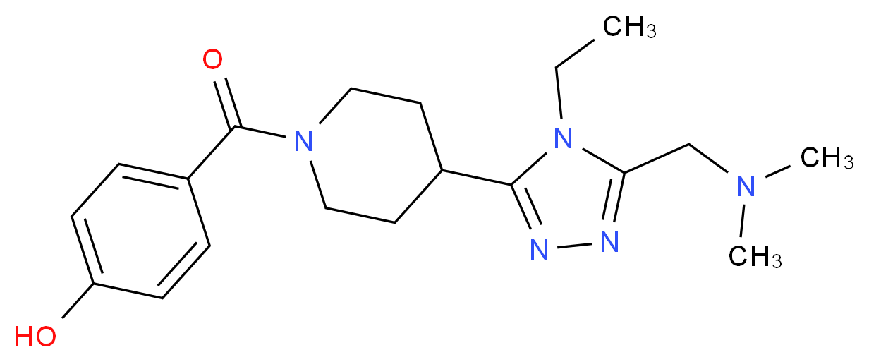 4-[(4-{5-[(dimethylamino)methyl]-4-ethyl-4H-1,2,4-triazol-3-yl}piperidin-1-yl)carbonyl]phenol_Molecular_structure_CAS_)