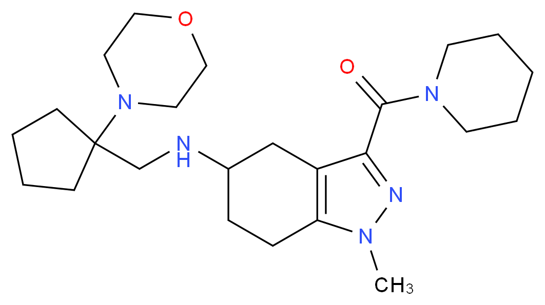 1-methyl-N-{[1-(4-morpholinyl)cyclopentyl]methyl}-3-(1-piperidinylcarbonyl)-4,5,6,7-tetrahydro-1H-indazol-5-amine_Molecular_structure_CAS_)