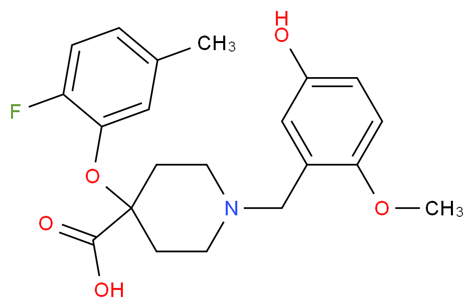 4-(2-fluoro-5-methylphenoxy)-1-(5-hydroxy-2-methoxybenzyl)piperidine-4-carboxylic acid_Molecular_structure_CAS_)