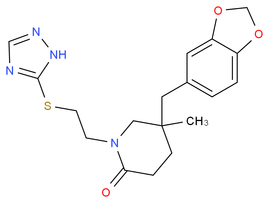 5-(1,3-benzodioxol-5-ylmethyl)-5-methyl-1-[2-(1H-1,2,4-triazol-5-ylthio)ethyl]piperidin-2-one_Molecular_structure_CAS_)