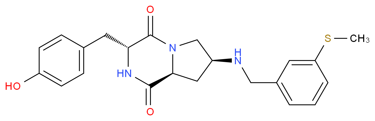 (3R,7S,8aS)-3-(4-hydroxybenzyl)-7-{[3-(methylthio)benzyl]amino}hexahydropyrrolo[1,2-a]pyrazine-1,4-dione_Molecular_structure_CAS_)