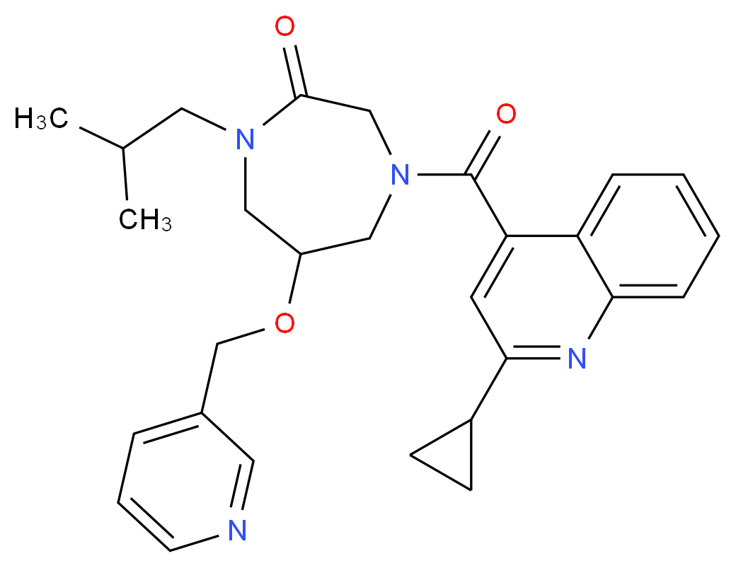 4-[(2-cyclopropyl-4-quinolinyl)carbonyl]-1-isobutyl-6-(3-pyridinylmethoxy)-1,4-diazepan-2-one_Molecular_structure_CAS_)
