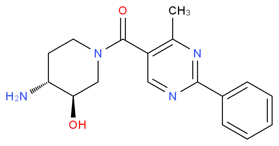 (3R*,4R*)-4-amino-1-[(4-methyl-2-phenylpyrimidin-5-yl)carbonyl]piperidin-3-ol_Molecular_structure_CAS_)