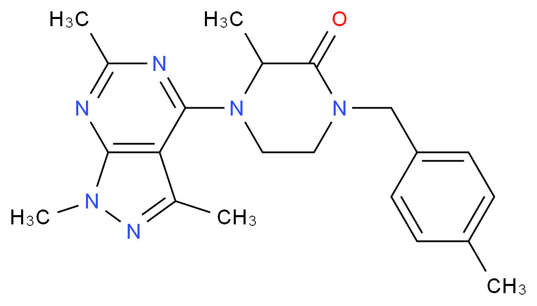 3-methyl-1-(4-methylbenzyl)-4-(1,3,6-trimethyl-1H-pyrazolo[3,4-d]pyrimidin-4-yl)piperazin-2-one_Molecular_structure_CAS_)