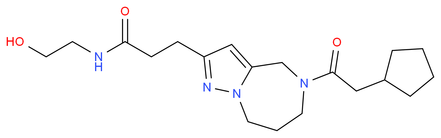 3-[5-(cyclopentylacetyl)-5,6,7,8-tetrahydro-4H-pyrazolo[1,5-a][1,4]diazepin-2-yl]-N-(2-hydroxyethyl)propanamide_Molecular_structure_CAS_)