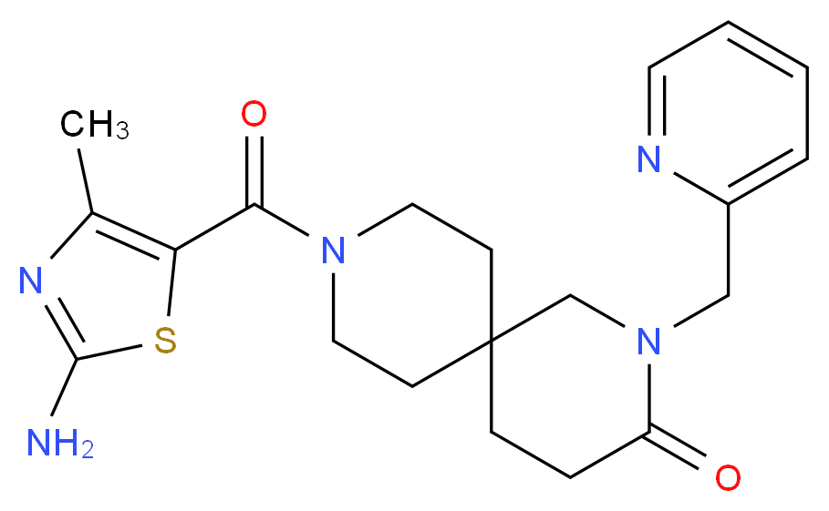 9-[(2-amino-4-methyl-1,3-thiazol-5-yl)carbonyl]-2-(pyridin-2-ylmethyl)-2,9-diazaspiro[5.5]undecan-3-one_Molecular_structure_CAS_)