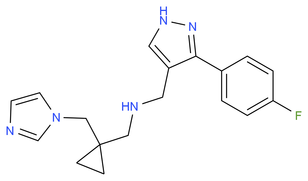 1-[3-(4-fluorophenyl)-1H-pyrazol-4-yl]-N-{[1-(1H-imidazol-1-ylmethyl)cyclopropyl]methyl}methanamine_Molecular_structure_CAS_)