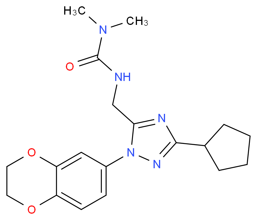 N'-{[3-cyclopentyl-1-(2,3-dihydro-1,4-benzodioxin-6-yl)-1H-1,2,4-triazol-5-yl]methyl}-N,N-dimethylurea_Molecular_structure_CAS_)