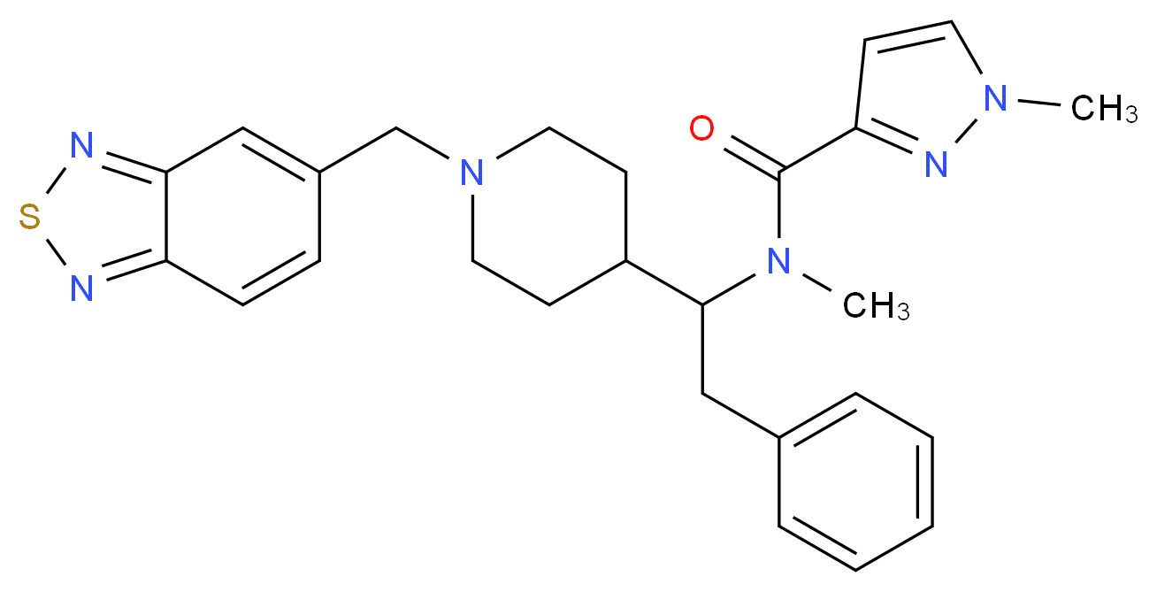 N-{1-[1-(2,1,3-benzothiadiazol-5-ylmethyl)-4-piperidinyl]-2-phenylethyl}-N,1-dimethyl-1H-pyrazole-3-carboxamide_Molecular_structure_CAS_)