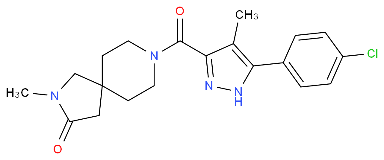 8-{[5-(4-chlorophenyl)-4-methyl-1H-pyrazol-3-yl]carbonyl}-2-methyl-2,8-diazaspiro[4.5]decan-3-one_Molecular_structure_CAS_)