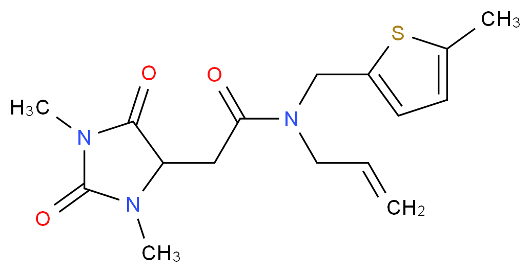 N-allyl-2-(1,3-dimethyl-2,5-dioxoimidazolidin-4-yl)-N-[(5-methyl-2-thienyl)methyl]acetamide_Molecular_structure_CAS_)