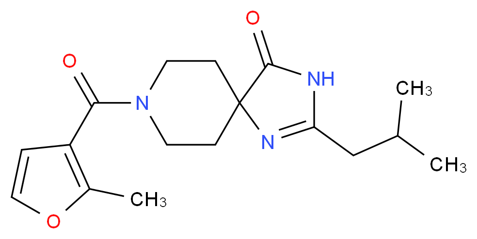 2-isobutyl-8-(2-methyl-3-furoyl)-1,3,8-triazaspiro[4.5]dec-1-en-4-one_Molecular_structure_CAS_)