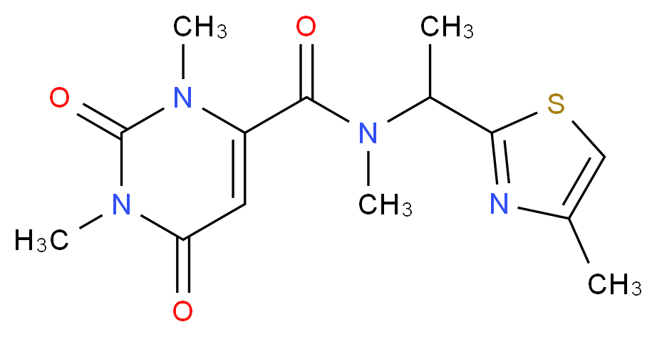 N,1,3-trimethyl-N-[1-(4-methyl-1,3-thiazol-2-yl)ethyl]-2,6-dioxo-1,2,3,6-tetrahydropyrimidine-4-carboxamide_Molecular_structure_CAS_)