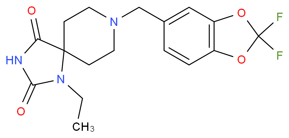 8-[(2,2-difluoro-1,3-benzodioxol-5-yl)methyl]-1-ethyl-1,3,8-triazaspiro[4.5]decane-2,4-dione_Molecular_structure_CAS_)