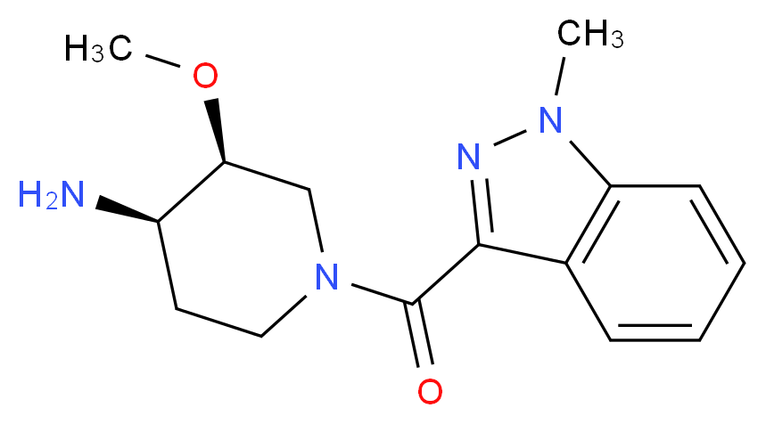 (3S*,4R*)-3-methoxy-1-[(1-methyl-1H-indazol-3-yl)carbonyl]piperidin-4-amine_Molecular_structure_CAS_)