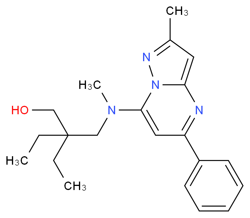 2-ethyl-2-{[methyl(2-methyl-5-phenylpyrazolo[1,5-a]pyrimidin-7-yl)amino]methyl}butan-1-ol_Molecular_structure_CAS_)