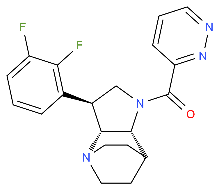 (2R*,3S*,6R*)-3-(2,3-difluorophenyl)-5-(3-pyridazinylcarbonyl)-1,5-diazatricyclo[5.2.2.0~2,6~]undecane_Molecular_structure_CAS_)