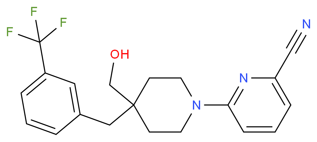 6-{4-(hydroxymethyl)-4-[3-(trifluoromethyl)benzyl]piperidin-1-yl}pyridine-2-carbonitrile_Molecular_structure_CAS_)