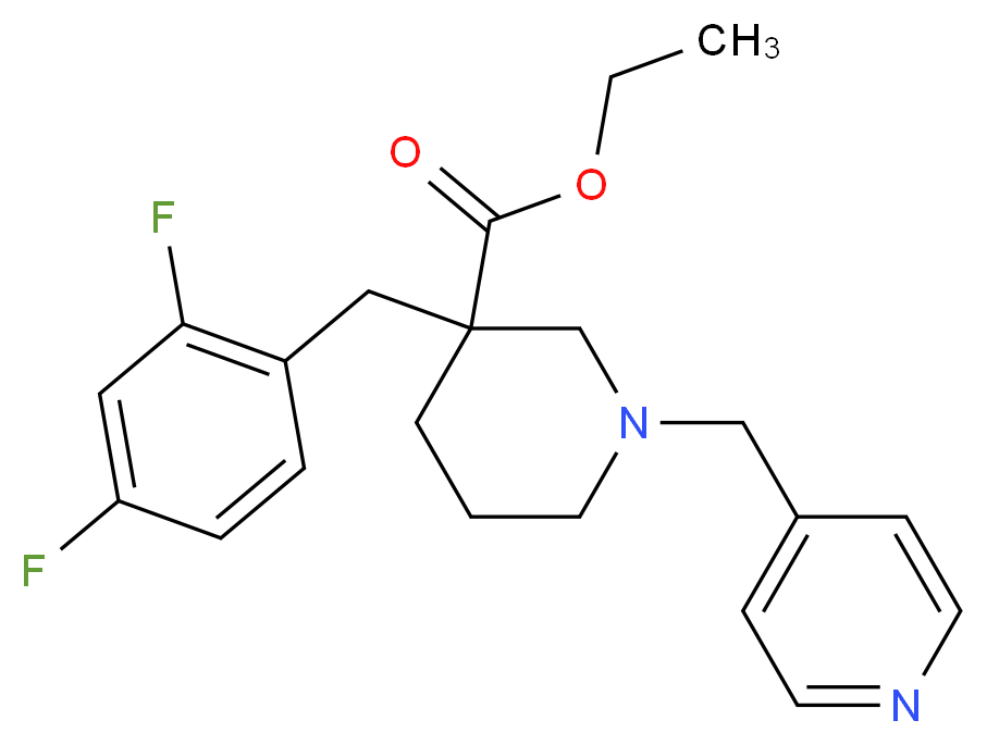 ethyl 3-(2,4-difluorobenzyl)-1-(4-pyridinylmethyl)-3-piperidinecarboxylate_Molecular_structure_CAS_)