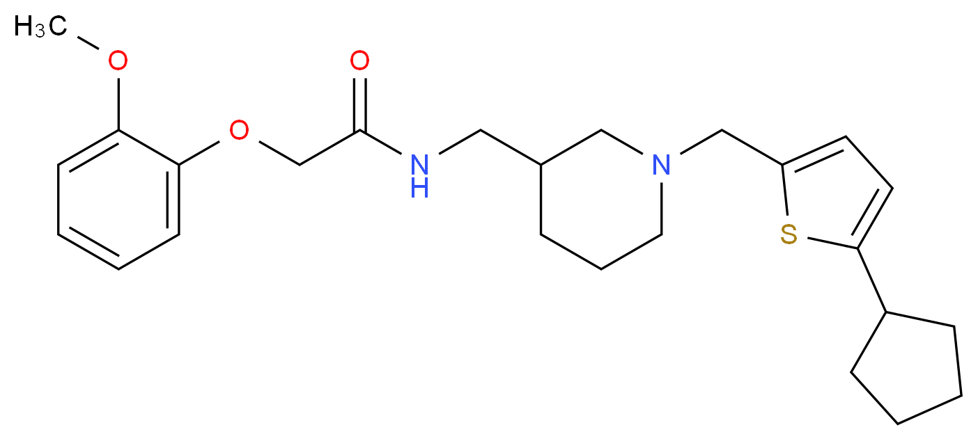 N-({1-[(5-cyclopentyl-2-thienyl)methyl]-3-piperidinyl}methyl)-2-(2-methoxyphenoxy)acetamide_Molecular_structure_CAS_)