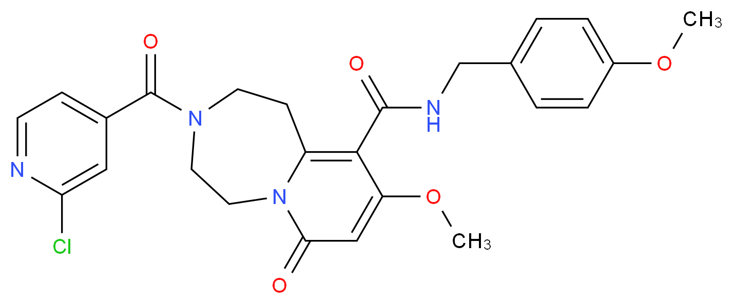 3-(2-chloroisonicotinoyl)-9-methoxy-N-(4-methoxybenzyl)-7-oxo-1,2,3,4,5,7-hexahydropyrido[1,2-d][1,4]diazepine-10-carboxamide_Molecular_structure_CAS_)